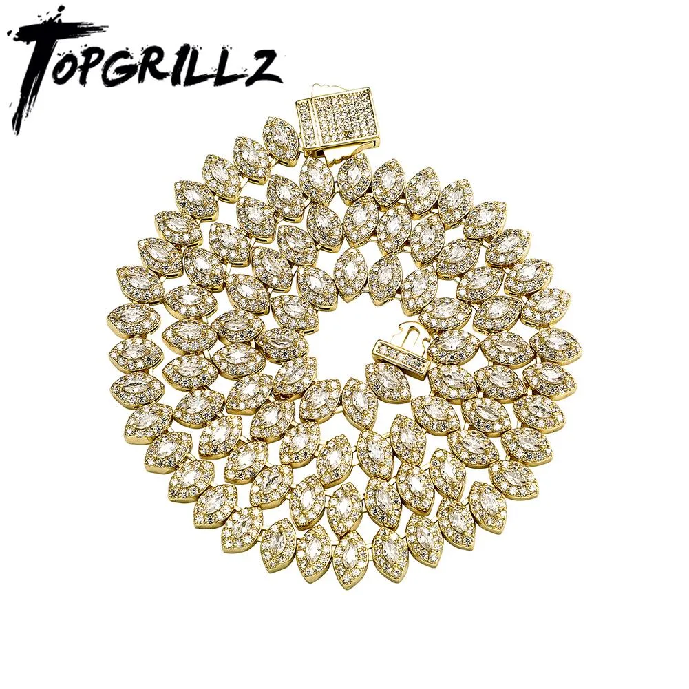 Halsband Topgrillz 8mm Prong -inställning för kubiska zirkoniumscon Iced ut CZ Stone Halsband med nytt Spring Clasp Hip Hop Fashion Jewelry for Gift