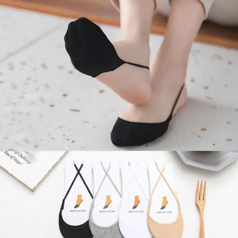 Sling boat socks women s high heels socks shallow mouth invisible heel half palm summer thin front foot half cut cotton socks
