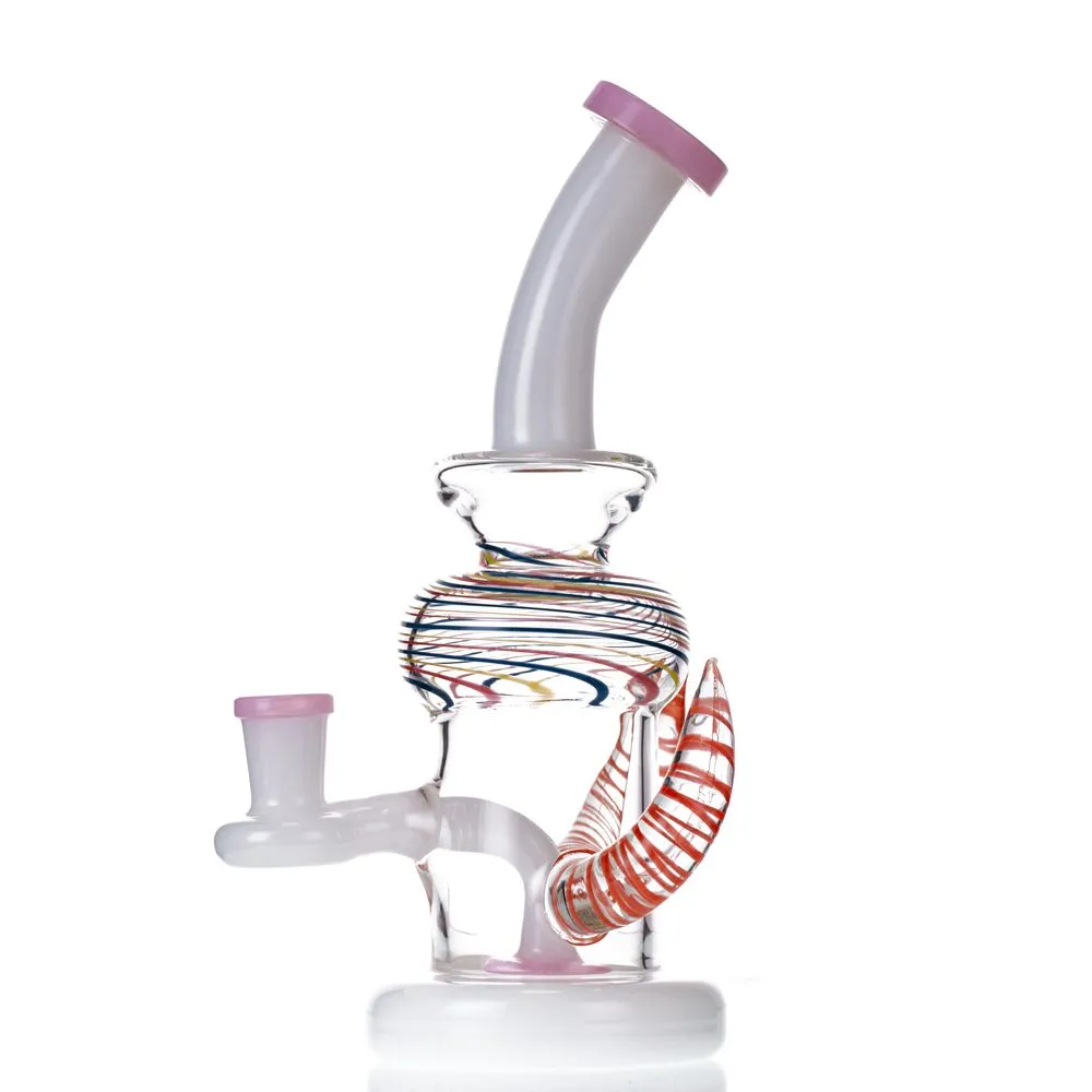 8.8 inch Colorful Stripes Glass Water Bongs Hookah Unique Design Dab Oil Pipe Smoking Accessories