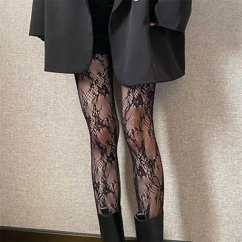 Socks Hosiery Women Rattan Sexy Stockings New Club Party Anti-Snagging Flowers Tights Calcetines Fish Net Stocking Fishnet Mesh Pantyhoses Y23