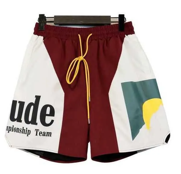 Rhude massh shorts moda masculina mulher casual refletivo skateboard hip hop praia bolso de alta qualidade borda branca borda curta azul azul vermelho asiático size s-xl 8 m1aj