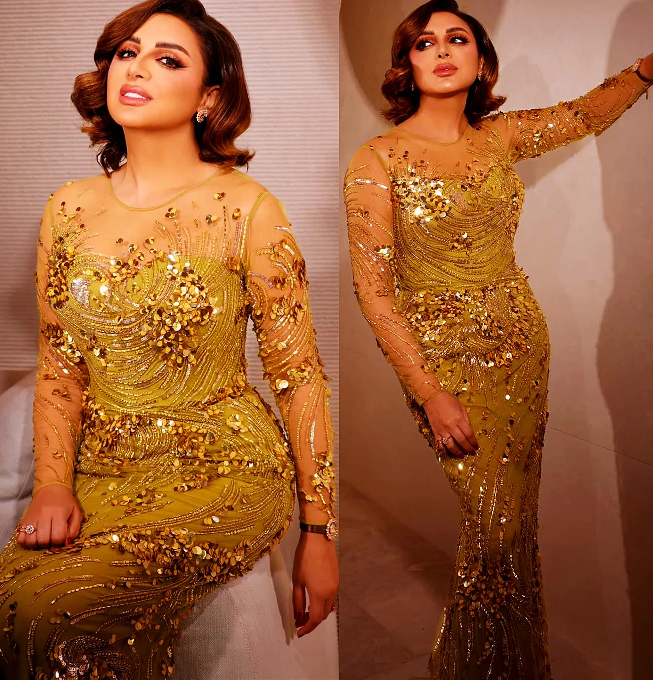 2023 Angham Aso Ebi Or Sirène Robe De Bal Paillettes Dentelle Sexy Soirée Formelle Partie Deuxième Réception Anniversaire Robes De Fiançailles Robes Robe De Soirée ZJ324