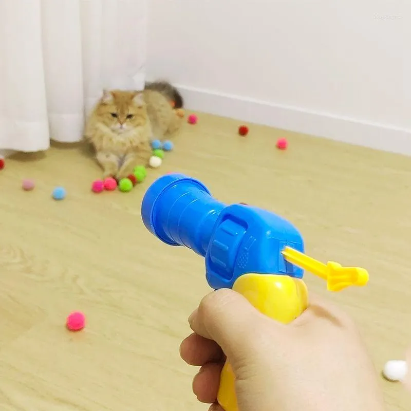 Cat Toys Funny Interactive Mini Pompoms Toy Creative Kittens Teaser Training Eject Boll Games Pets Peters Tillbehör Tillbehör