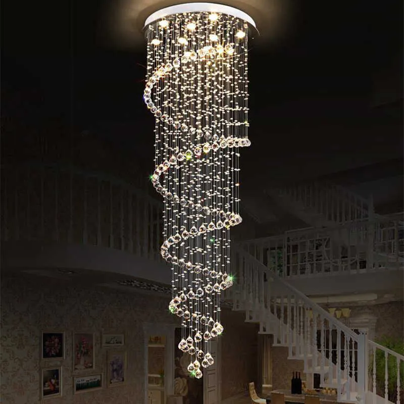 Modern Crystal Stairwell Pendant Lights For Staircase Large Long