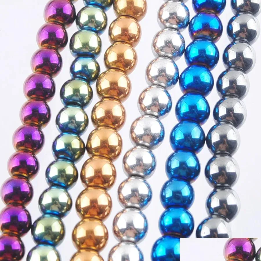 Magnetmaterial ingen hematit runda 6mm lösa pärlor distanssträng för armband halsbandsmycken som gör BL316 droppleverans DHLH7
