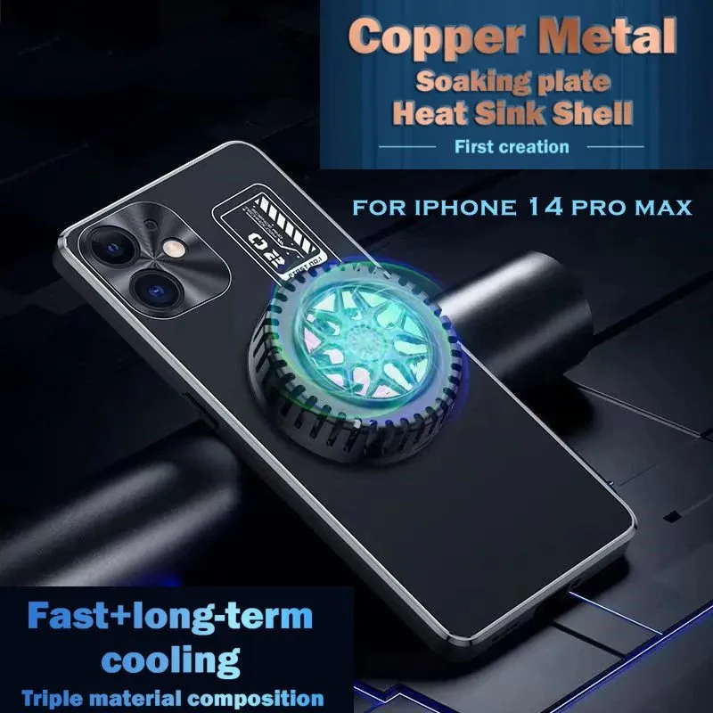 iPhoneの豪華銅金属冷却ケース15 15 14 13 12 11 Pro Max 14 Pro 14 Plus Graphene Aluminum Alloy Game Heat Sispation Back Cover