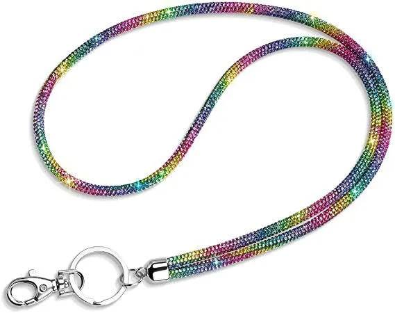 All Around Bling Crystal Leather Neck Strap Lanyard Badge Key Holder ID regalo con strass carino