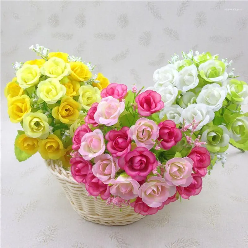 Decorative Flowers 21 Head Diamond Rose Bouquet Artificial Home DIY Fake Living Room Bedroom Party Wedding Decoration Craft Wreath