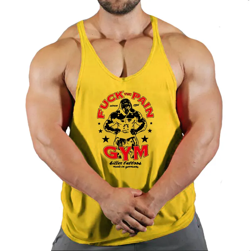 MENS TANK TOPS Gyms Träning ärmlös skjorta Stringer Top Men Bodybuilding Clothing Fitness Sportwear Vests Muscle Singlets Cotton 230524