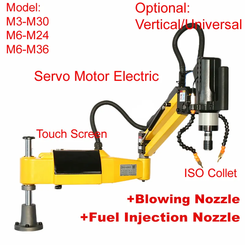 M3-M20-M36 CNC Electric Tapping Machine Servo Motor Electric Tapper Borrning med chucks Easy Arm Power Tool Threading Machine