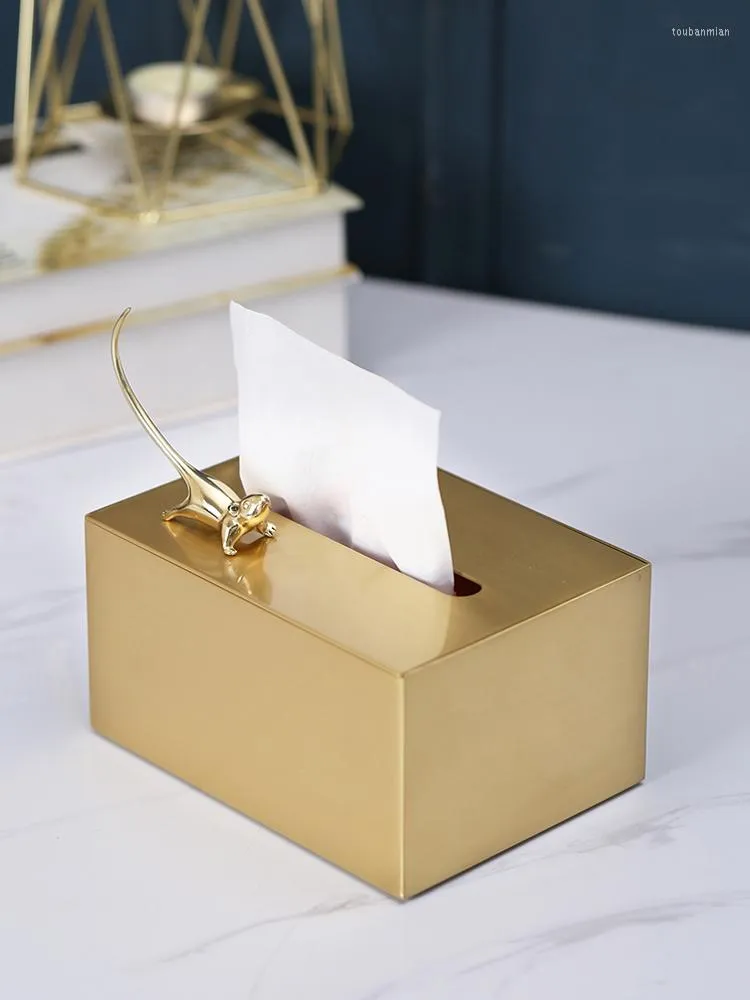 Storage Boxes Advanced Brass Tissue Box Modern High-end Flip Paper Drawer Household Living Room