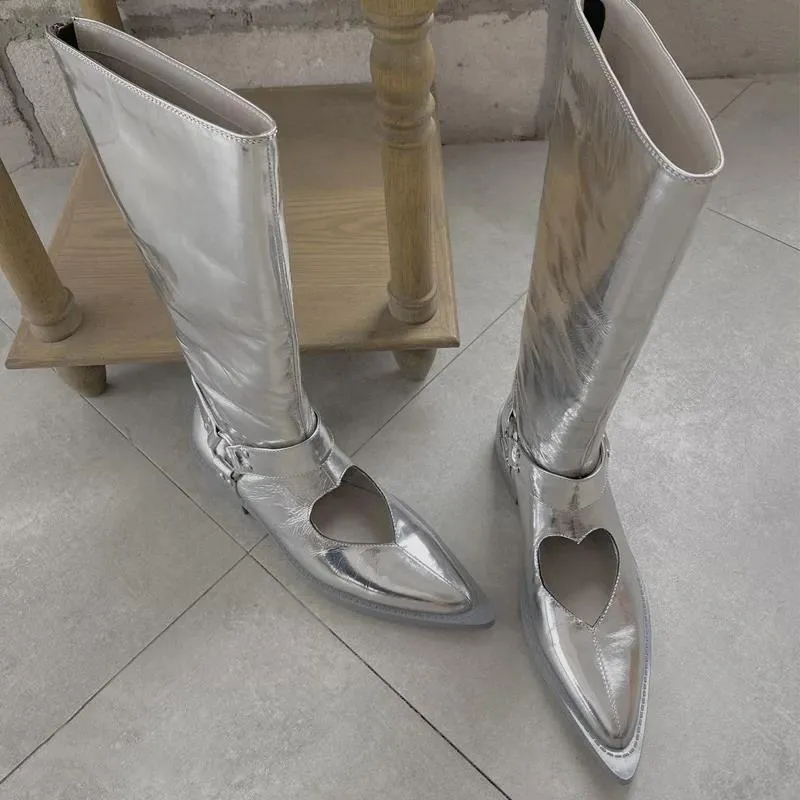 Silver heart boots best sale