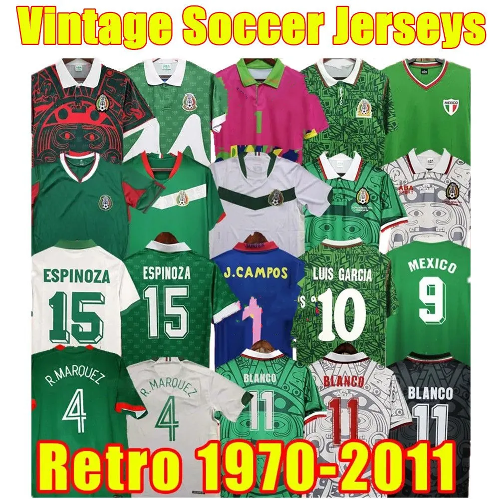 MEXICO RETRO Soccer Jerseys BLANCO Hernandez Campos Uniforms CAMPOS SANCHEZ Goalkeeper