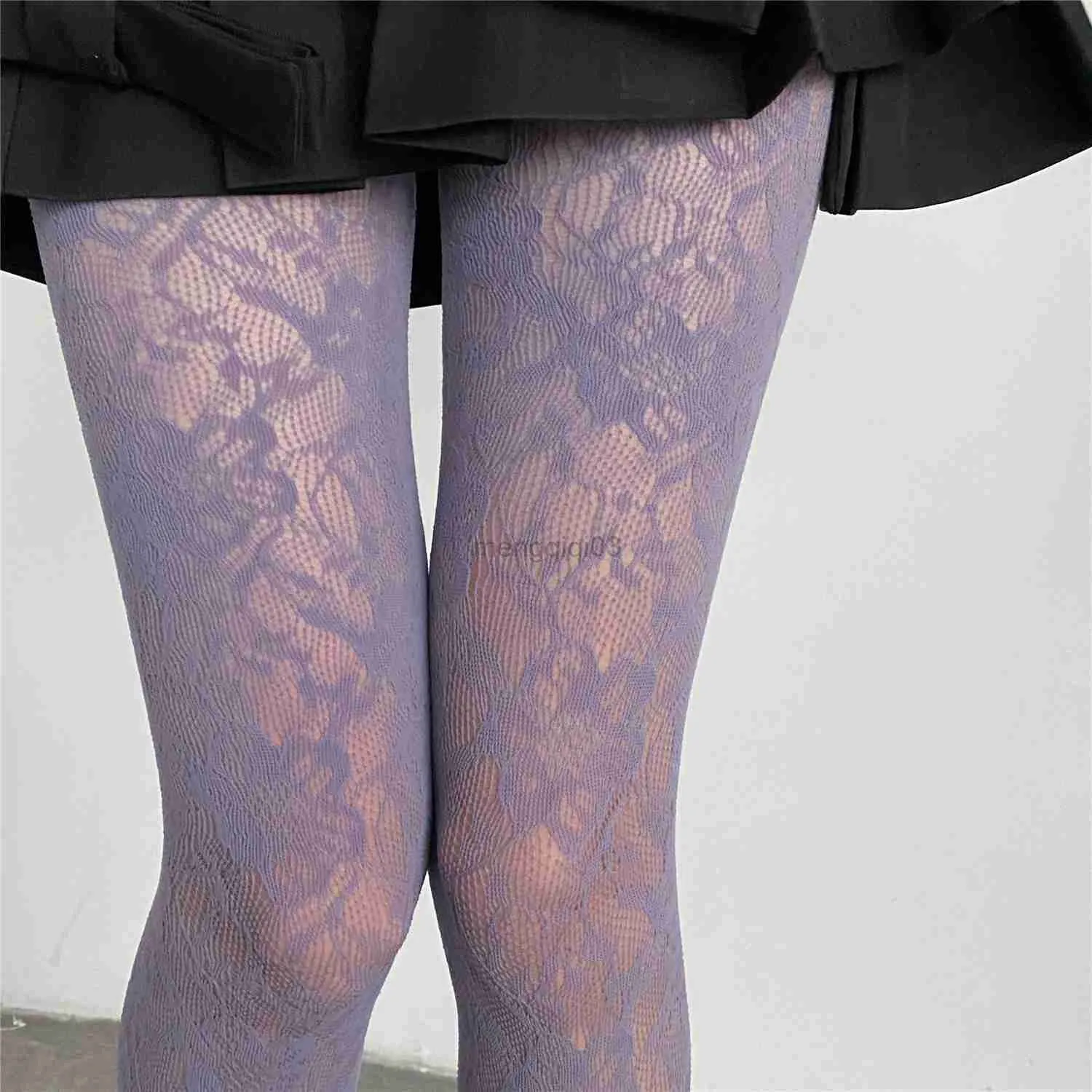 Strumpor strumpor punk stil söta tjej tights lår höga strumpor underkläder hoSiery sexig mesh fisknät strumpbyxor färgglada ihåliga kroppsstrumpa y23