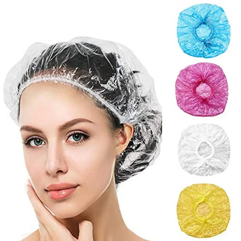 100 pièces/paquet bonnets de douche jetables bonnet de bain pour femmes, Spa de voyage, hôtel, produits de salle de bain de Salon de coiffure