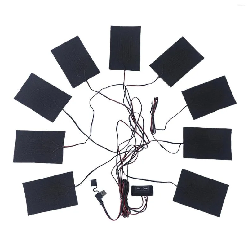 Tappeti 9 in 1 Interruttore a doppio comando Portatile per esterni in fibra composita Pad riscaldante USB Elettrico Impermeabile Mantieni caldo Gilet invernale