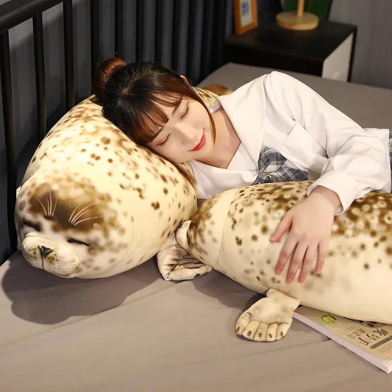 Plush Dolls 120CM Cute Fat Sea Lion Plush Toys 3D Novelty Throw Pillows Gaint Soft Seal Stuffed Plush Sleeping Pillows Home Doctor Baby Gift 230523