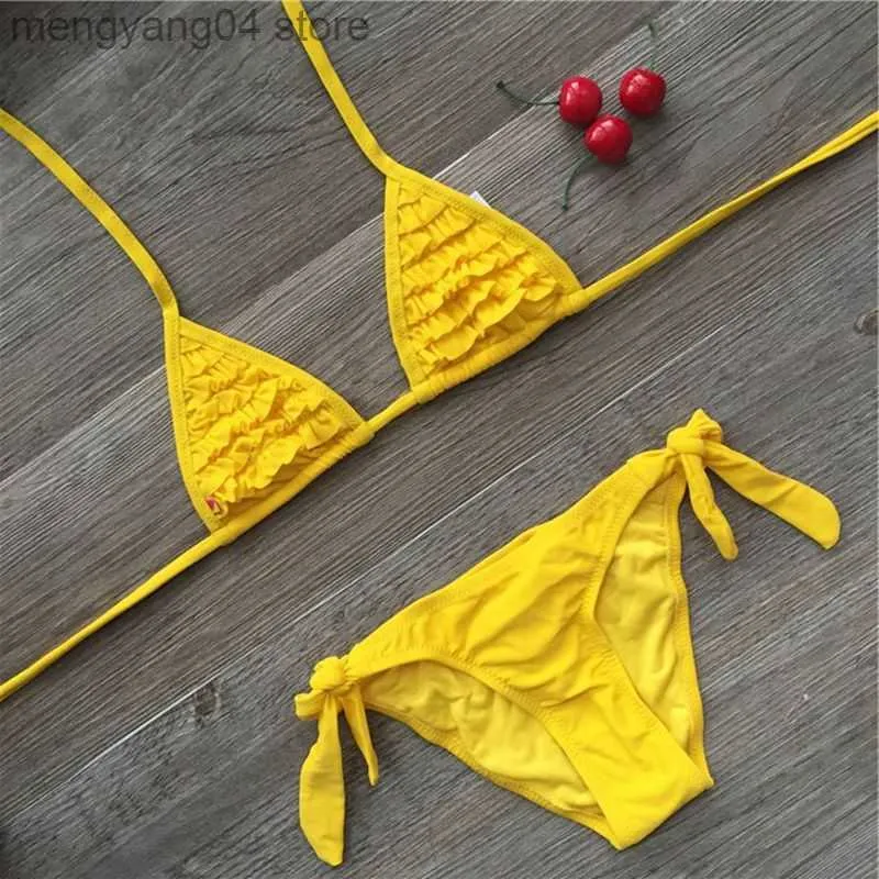 Mustard yellow two piece swimsuit new arrivals