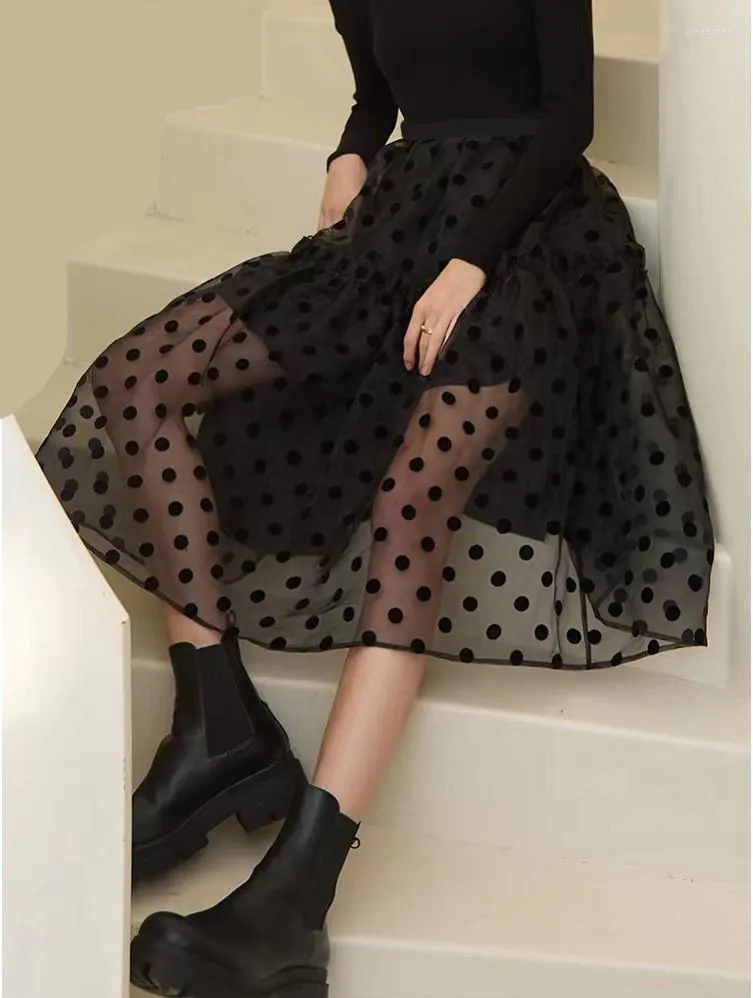 Dotted tulle 2025 midi skirt