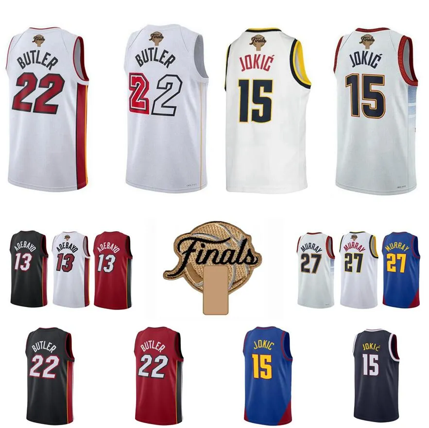 2023 Finals Jersey Jimmy Butler 15 Jokic 27 Murray 13 Adebayo 2022-23 blue white black red Men Youth Women S-XXL Basketball Jerseys