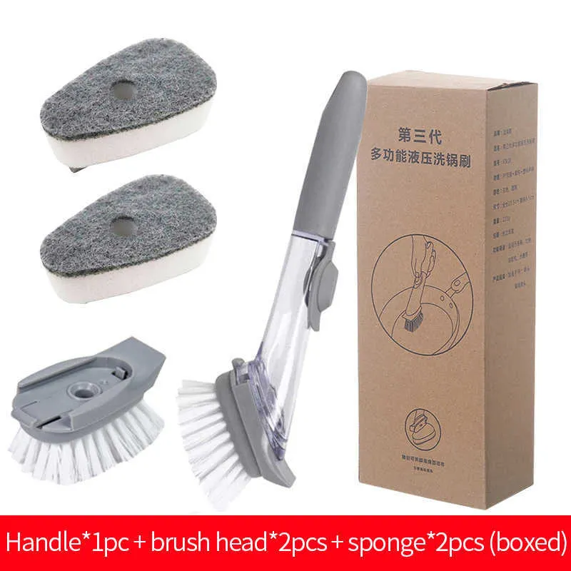 1pc Automatic Liquid Dispensing Kitchen Cleaning Brush Set, With Detachable  Handle Dishwashing Scrubber And Soap Dispenser, Suitable For Utensils And  Vegetable Cleaning, Includes Replaceable Sponge Head