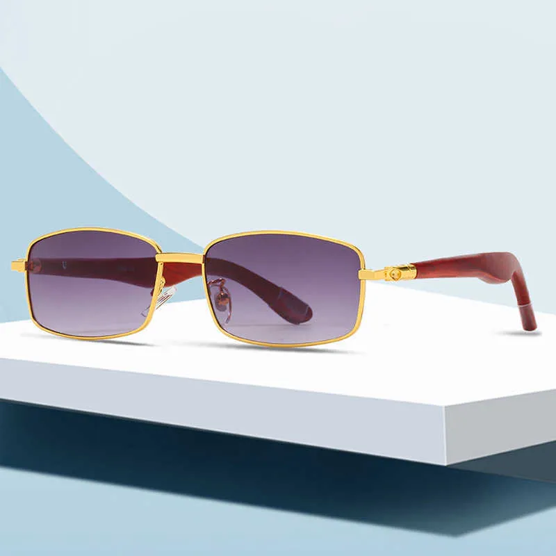 Nouvelles lunettes de soleil pour hommes jambe en bois catapulte lunettes de soleil femmes petit cadre de lunettes de myopie optique carrée