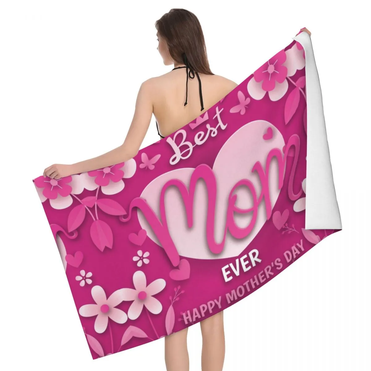 Mother's Day Beach Ręcznik Szybki sucha najlepsza mama Super miękkie ręczniki do kąpieli mikrofibry