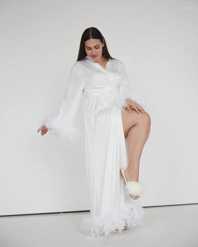 White dressing gowns for bridal party store