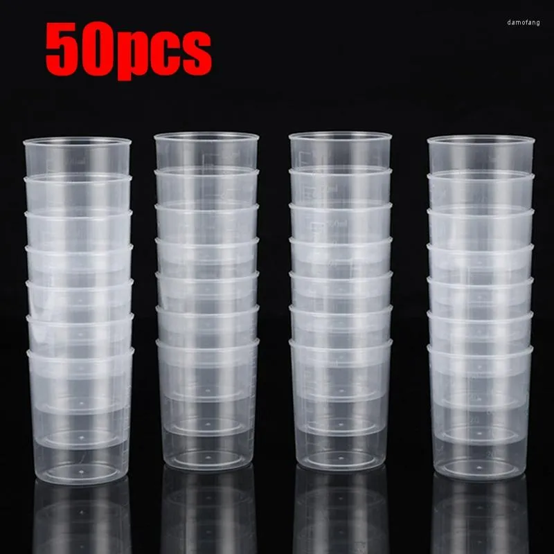 50X100ml Plastic Graduated Measuring Cup Transparent Mixing DIY Tool Laboratory Container