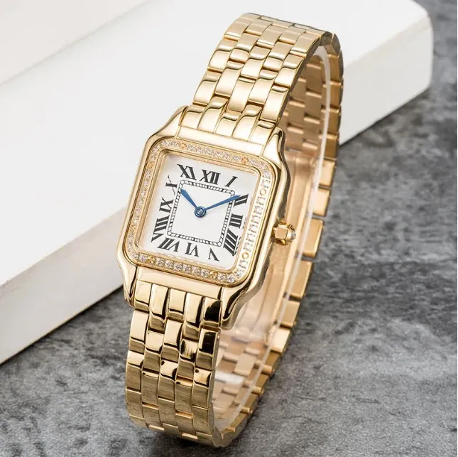 Tank vrouwen kijken mode met diamant klassieker Panthere 316l roestvrij staal kwarts edelsteen voor dame cadeau topkwaliteit met ontwerp polshorloge Montres de luxe U1 2023