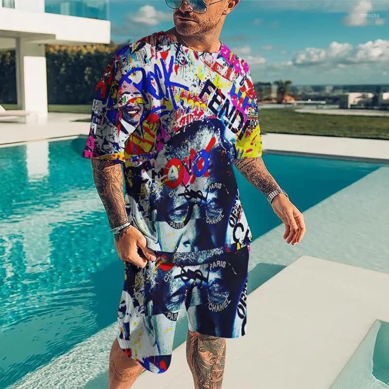 mmocho Men s Tracksuits Men s T Shirt Set Oversized Fitness Sportswear Casual Basketball Fashion Street and Shorts Two Pieces