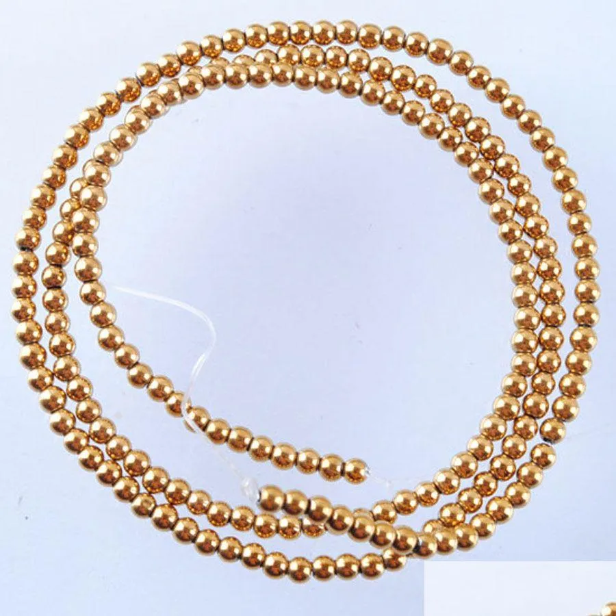 Magnetic Materials Gold No Hematite Gem Stone 2 3 4 6 8 Mm Round Loose Beads Strand For Diy Jewelry Making Bracelets Necklace Access Dhwy1