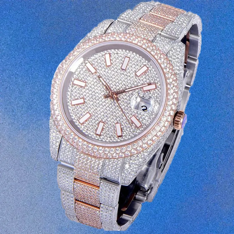 Neue Stil Diamant Herrenuhr Automatische Mechanische Uhren 41mm36mm Silberband Edelstahlscheibe für Männer Leben Wasserdichte Armbanduhr Mode Armbanduhren Geschenk