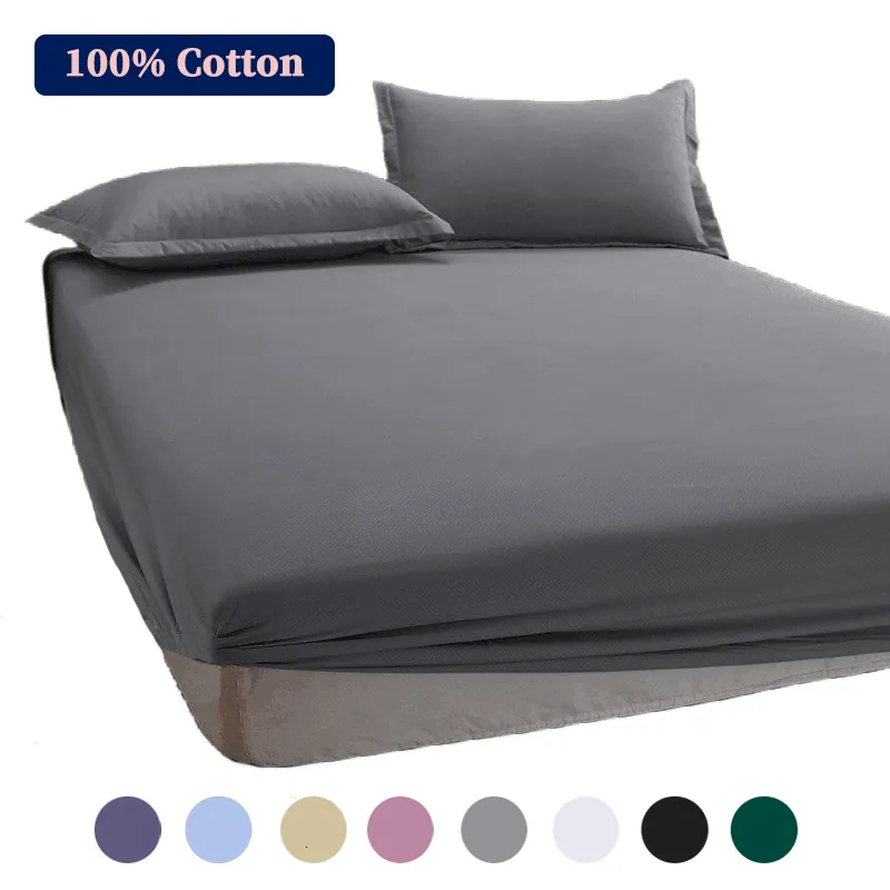 Juegos de cama Sábana ajustable 100% algodón con bandas elásticas Fundas de colchón ajustables antideslizantes para cama individual doble King Queen 140160200cm 230531
