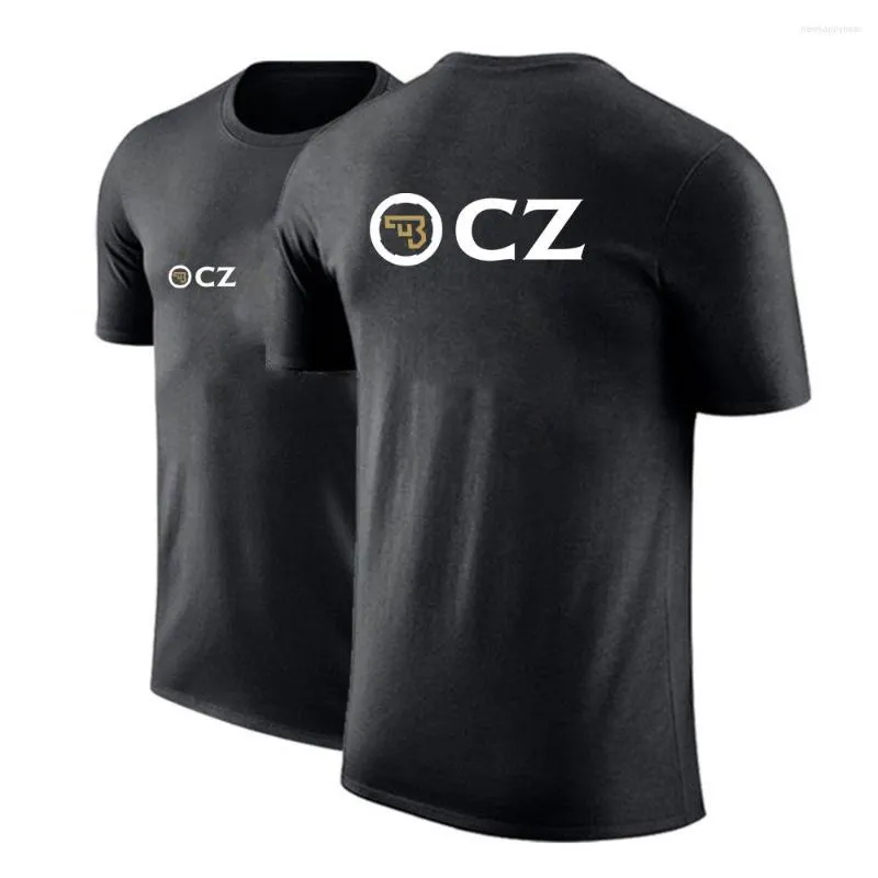 メンズTシャツcz ceska zbrojovka 2023男子夏クイックドライショートスリーブスポーツフィットネスシャツランニングベアラブルスポーツウェアトップス