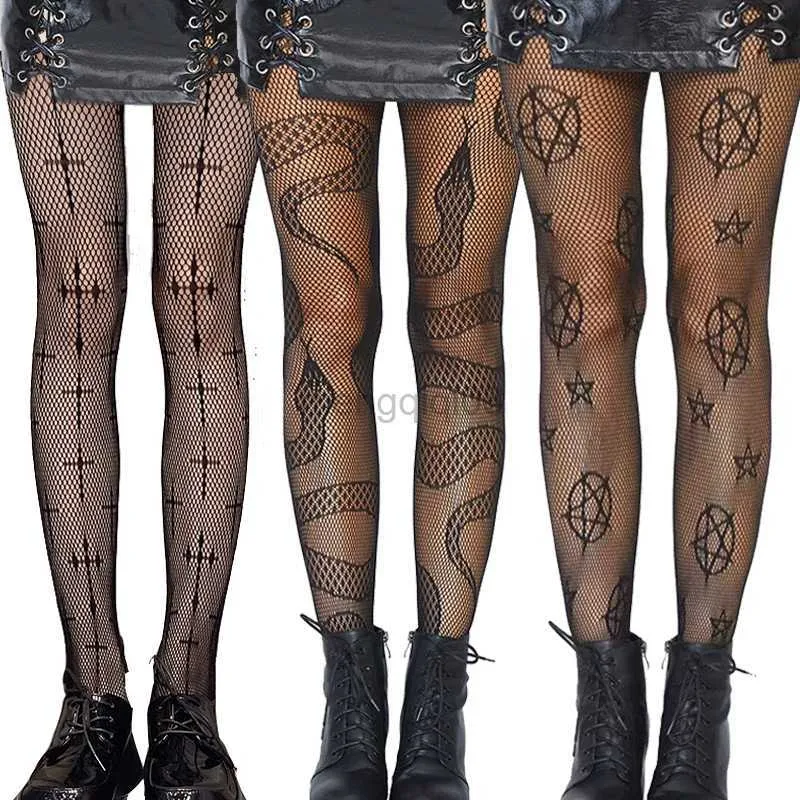 Socken Strumpfwaren Sexy Damen Leopardenmuster Mesh Fischnetz Netzstrumpfhosen Strümpfe Partystrumpfhosen Socken Strümpfe Lolita JK G Strumpfhosen Gothic Kleidung Y23