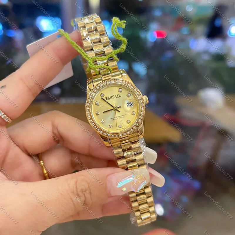 Classic Women's Watch Designer Watch High Quality 28mm Diamond Women's Watch Lads Lover Elegant Quartz Watch Rostfritt Steel Band