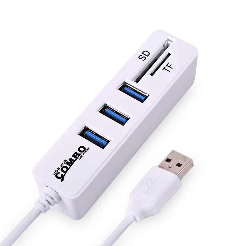 Mini 2 In 1 Combo 3 Port USB 2.0 HUB Splitter Card Reader For SD TF Micro PC Laptop Peripherals Accessories