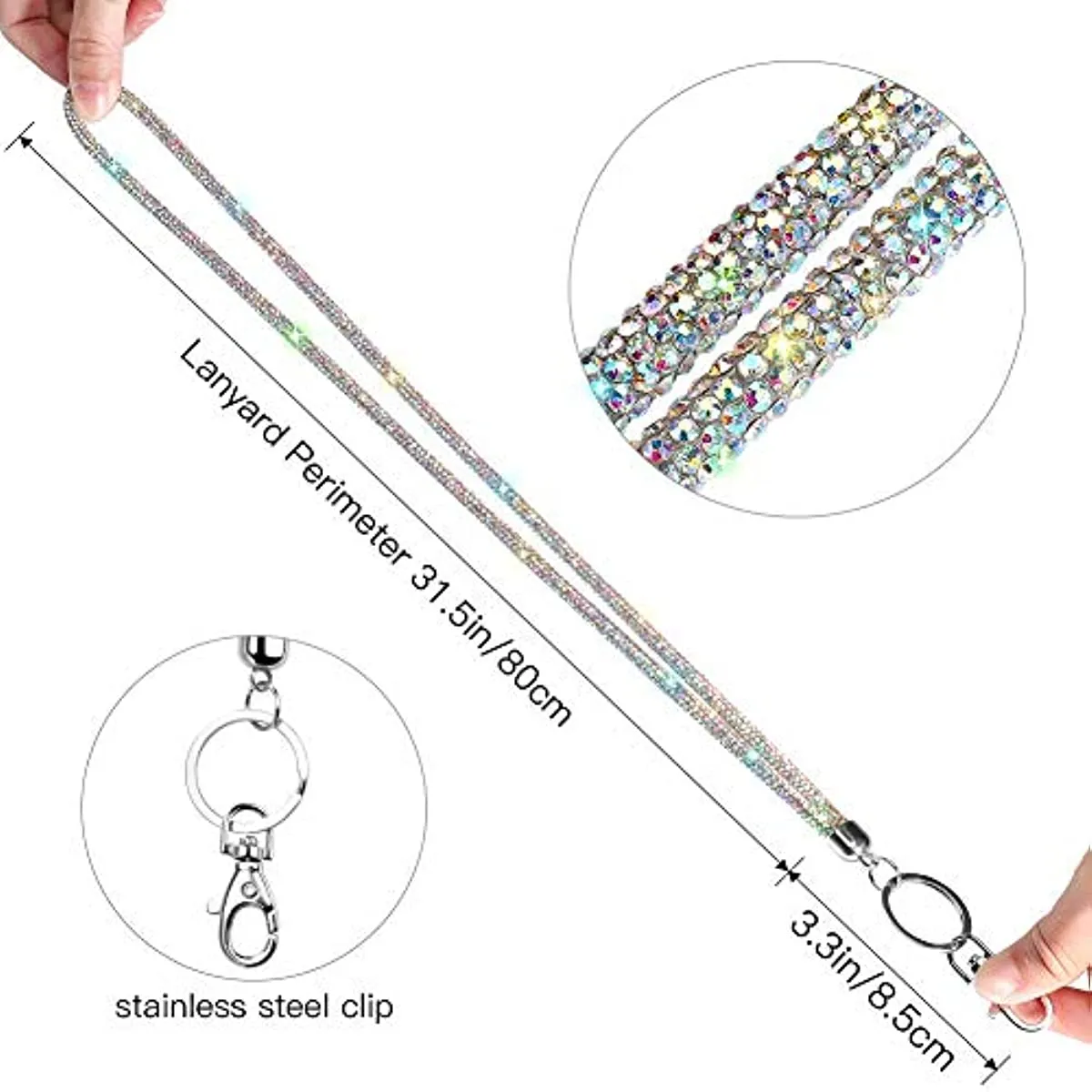 Card Holder Lanyard Crystal Bling Neck Strap Chain For Women All Around ID  Badge Holder From Ai_158, $2.32 | DHgate.Com, image size:1200x1200