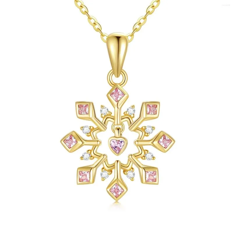 Цепи yfn 14k настоящий золотой колье снежинки для женщин желтый белый молисанит подвесные ожерелья для сердечных украшений подарки