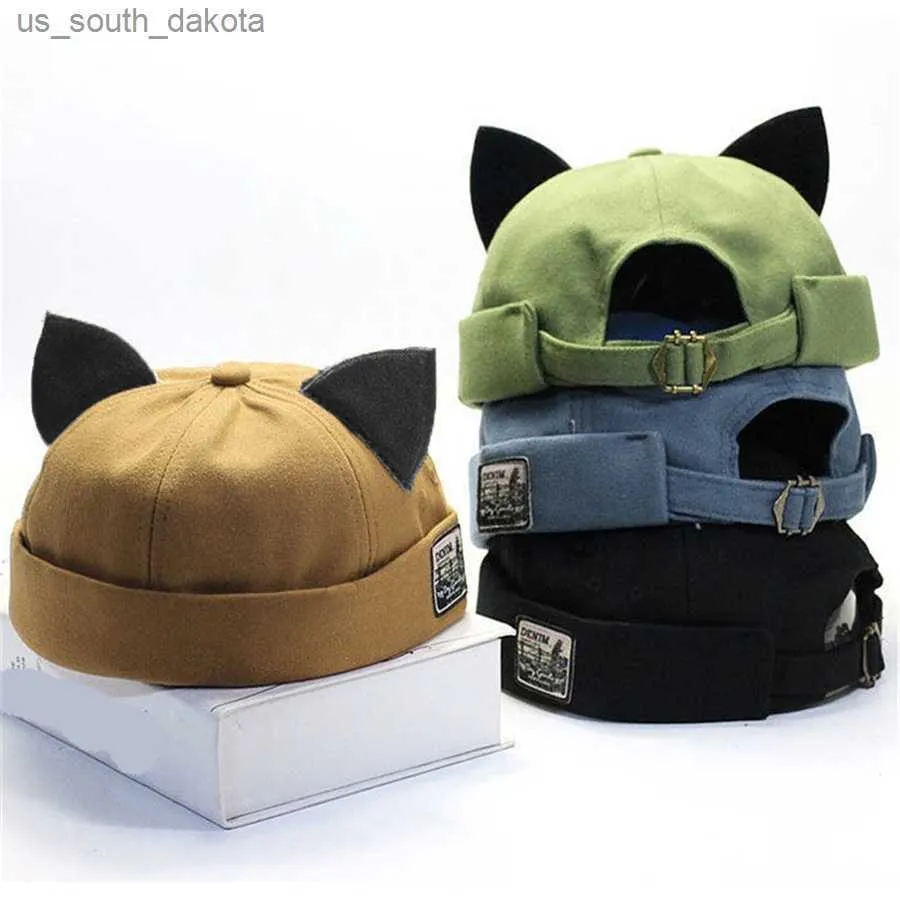 Boll Caps Novelty Creative Cute Cat Ears Basker Lyrare No Eaves Hip Hop Baseball Hat Men Women Summer Autumn Internet Celebrity BL47 L230523