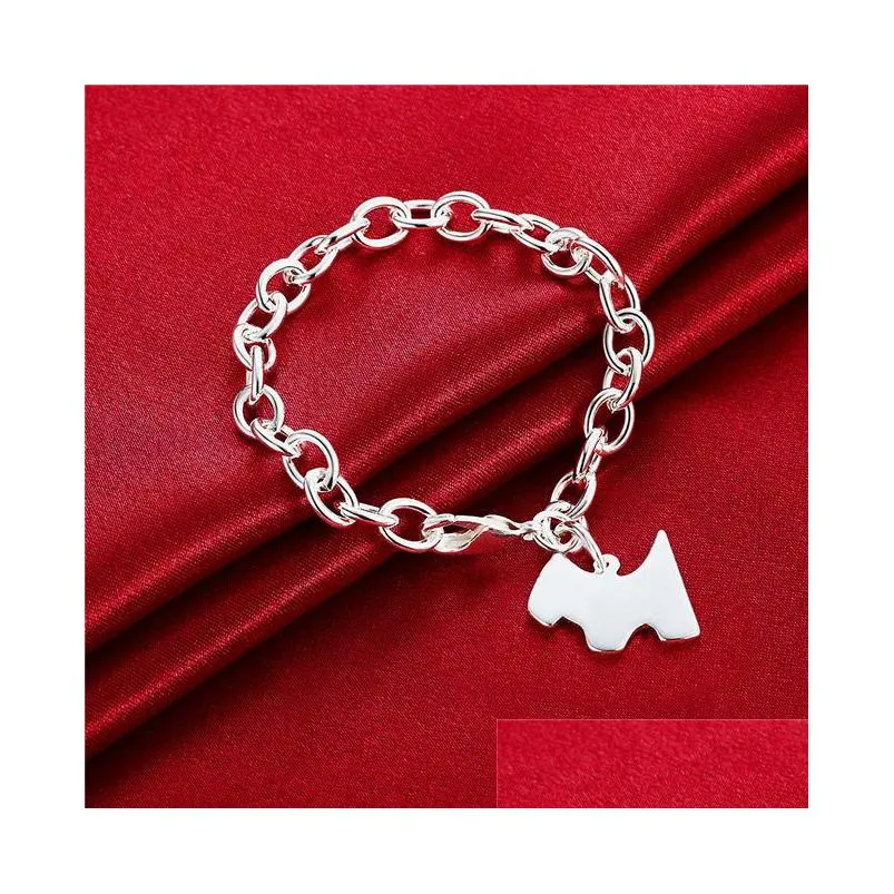 Bracelets à breloques Chien Marque Rugueux 925 Sier 8 Pouces Gssb271 Femmes Sterling Plaqué Bijoux Bracelet Drop Delivery Dhzlb