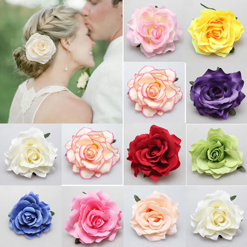 Lovely Bohemia Fabric Rose = Floral Shape Brooch Pins For Bridal Wedding Party Jewelry Accessories