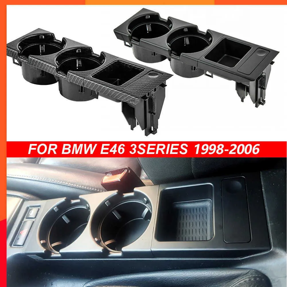 Nouvelle fibre de carbone/noir Console centrale de voiture porte-gobelet à eau porte-bouteille de boisson plateau à pièces pour Bmw série 3 E46 318i 320i 98-06