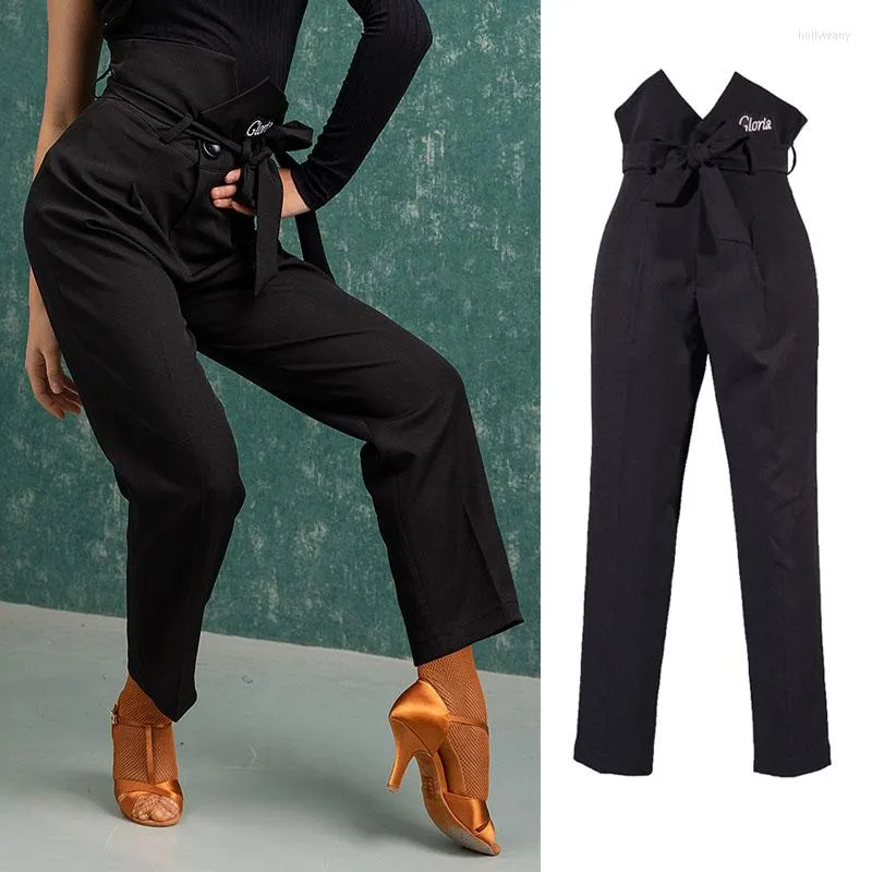 Bühne tragen schwarze Ballsaal-Tanzhosen Frauen Tap Salsa Tanzen Outfit Kostüm Latin Praxis Designer Kleidung DL7593