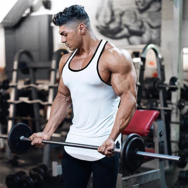 Mens Tank Tops Blank Gym Clothing Bodybuilding Tank Top Man Summer Fashion Sleeveless Shirt Cotton Fitness Sportswear Slim Muscle Vests