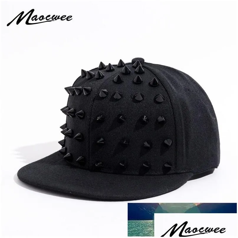 Stingy Brim Hats Uni Punk Hedgehog Hat Personlighet Jazz Snapback Spike Studded Rivet Spiky Baseball Cap för Hip Hop Rock Dan Dhgarden Dhsxo