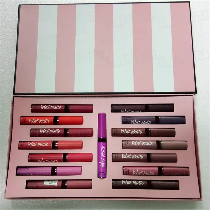Lippen make -up set 15 kleuren lip gloss matte vloeistof lippenstift 15 st lipgloss kit met geschenktas