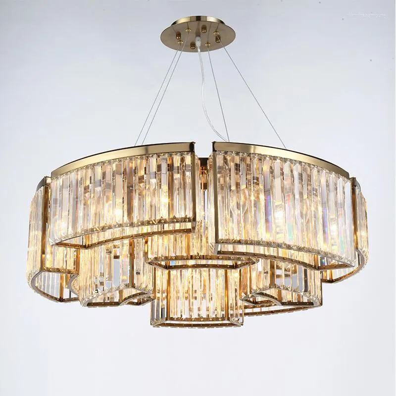 Ljuskronor LED -lamphängen Lampor Crystal Chandelier American Custom Round Luxury El Designer Gold