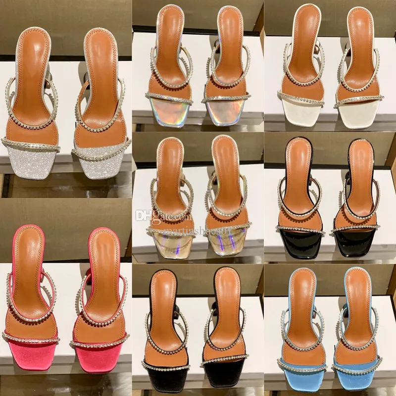 Rhinestone zinciri terlik lüks tasarımcı sandalet moda kadın platform ayakkabıları seksi kristal yüksek topuklu yaz açık elbise parti ayakkabıları rahat rahat ayakkabılar